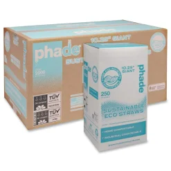 phade 511168 10.25 in. PHA Wrapped Marine Biodegradable Straws - Ocean Blue (250/Box, 8 Boxes/Carton)