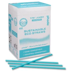 phade 7.75 in. Marine Biodegradable Straws - Ocean Blue (6000/Carton)