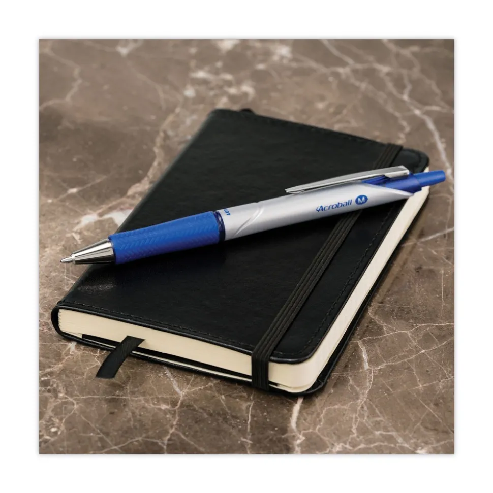 Pilot Acroball Pro Advanced Ink Medium 1 mm Hybrid Gel Pen - Blue Ink/Silver/Blue Barrel (1-Dozen)
