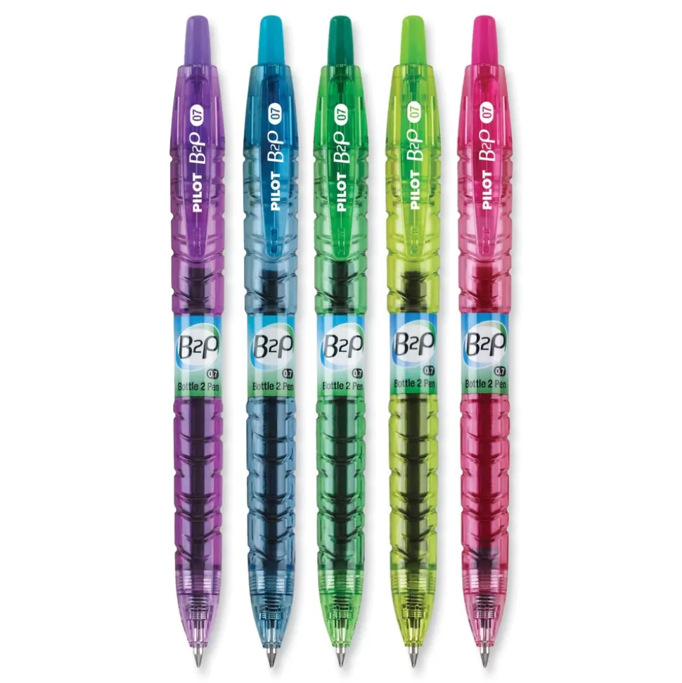 Pilot B2P Bottle-2-Pen Recycled Fine 0.7 mm Gel Pen - Assorted Ink and Barrel Colors (5/Pack)