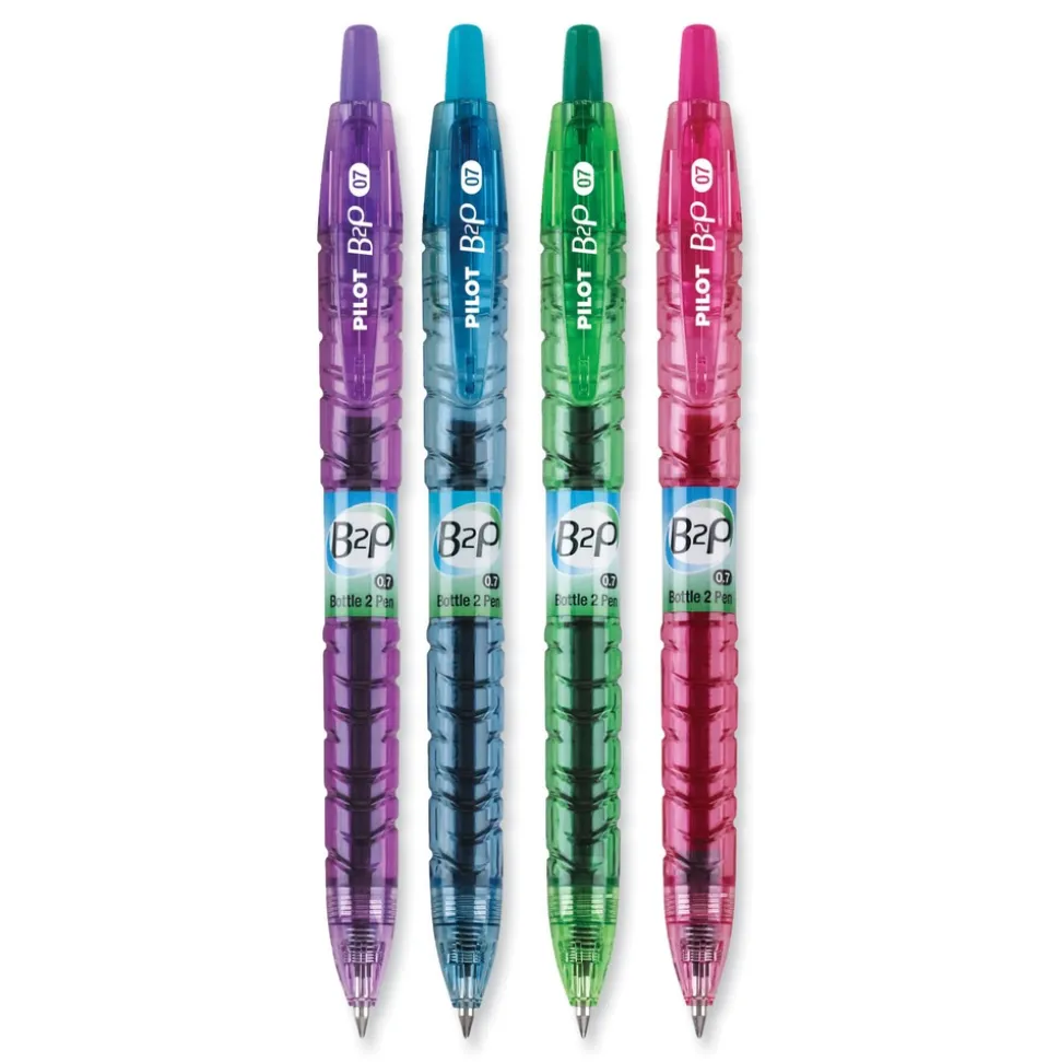 Pilot B2P Bottle-2-Pen Recycled Fine 0.7 mm Gel Pen - Assorted Ink and Barrel Colors (4/Pack)