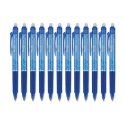Pilot Frixion Clicker Erasable Gel Pen, Retractable, Extra-Fine 0.5 Mm, Blue Ink, Blue Barrel, Dozen