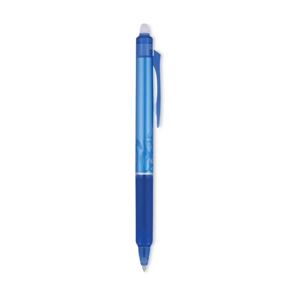 Pilot Frixion Clicker Erasable Gel Pen, Retractable, Extra-Fine 0.5 Mm, Blue Ink, Blue Barrel, Dozen
