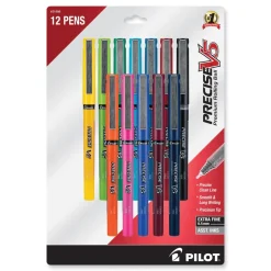 Pilot Precise V5 Fine 0.5 mm Rollerball Pen - Assorted Ink and Barrel Colors (12/Pack)
