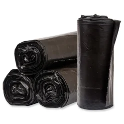 Pitt Plastics 40 Gallon 1.35 mil 40 in. x 46 in. Perforated Roll Eco Strong Plus Can Liners - Black (100/Carton)
