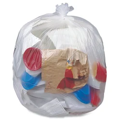 Pitt Plastics 40 Gallon 1.35 mil 40 in. x 46 in. Eco Strong Plus Can Liners - Natural (100/Carton)