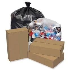 Pitt Plastics 38 in. x 58 in. 1.35 mil 60 gal. Eco Strong Plus Can Liners - Black (100/Carton)