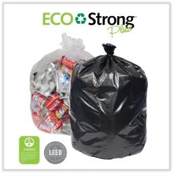 Pitt Plastics 38 in. x 58 in. 1.35 mil 60 gal. Eco Strong Plus Can Liners - Black (100/Carton)