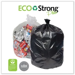 Pitt Plastics Eco Strong Plus 33 in. x 39 in. 1 mil 33 Gallon Can Liners - Black (150/Carton)