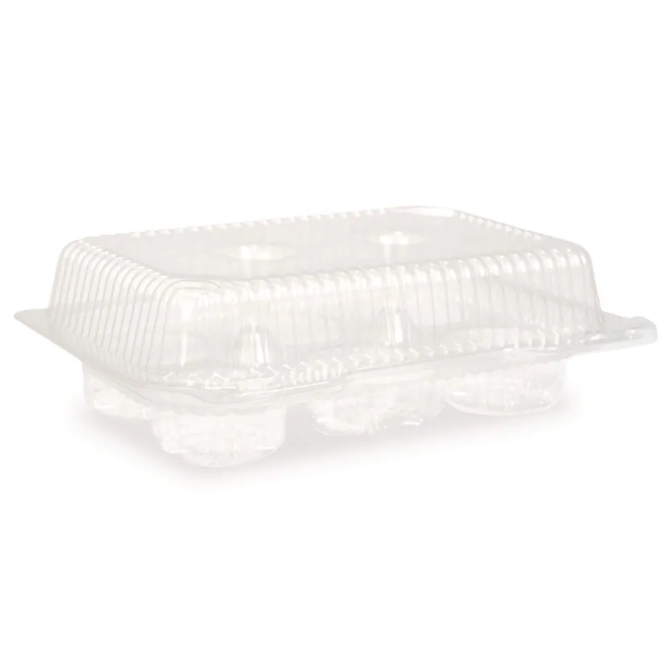 Plastifar Bakery Containers, Muffin/Cupcake, 7.25 x 9.88 x 3.13, Clear, 250/Carton