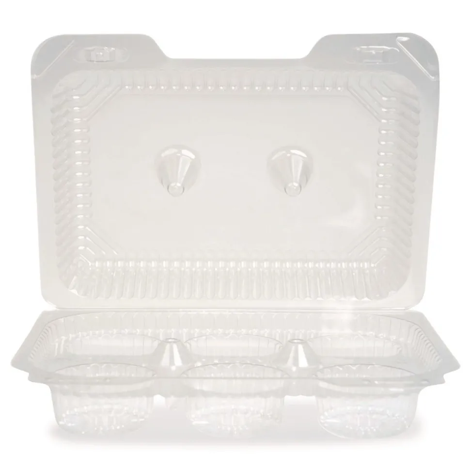 Plastifar Bakery Containers, Muffin/Cupcake, 7.25 x 9.88 x 3.13, Clear, 250/Carton