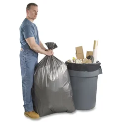 Platinum Plus 45 Gallon 1.55 mil 39 in. x 46 in. Can Liners - Gray (50/Carton)