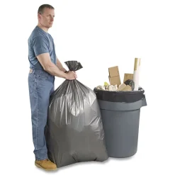 Platinum Plus 39 in. x 56 in. 60-Gallon 1.55 mil. Can Liners - Gray (25/Carton)