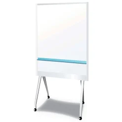 PLUS 38.3 in. x 70.8 in. Aluminum Frame Mobile Partition Board - White Surface/Light Gray Frame