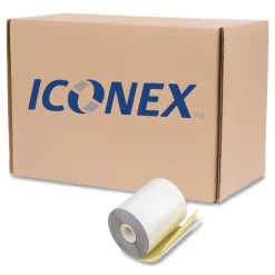 PM Company 3 in. x 90 ft. Impact Printing Carbonless Paper Rolls - White/Canary (50/Carton)