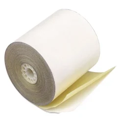 PM Company 3 in. x 90 ft. Impact Printing Carbonless Paper Rolls - White/Canary (50/Carton)