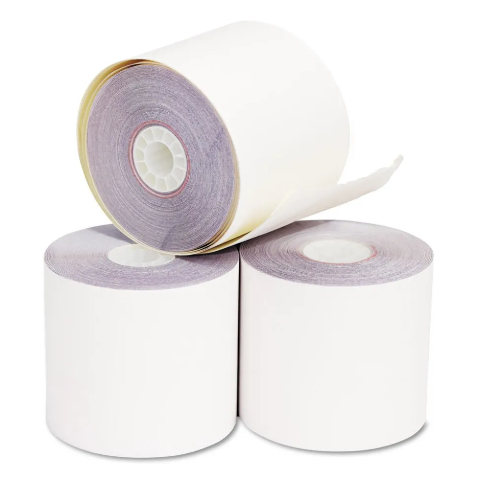 PM Company Impact Printing 2.25 in. x 70 ft. Carbonless Paper Rolls - White/Canary (50/Carton)