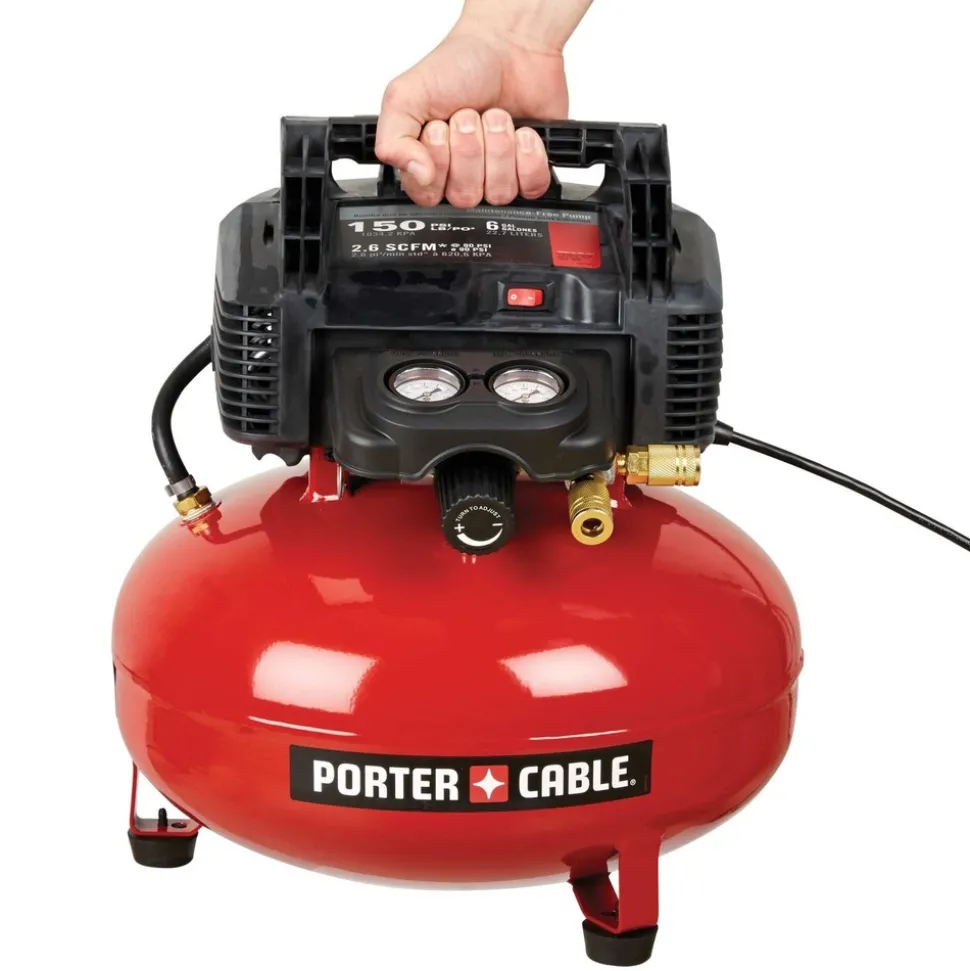 Porter-Cable 0.8 HP 6 Gallon Oil-Free Pancake Air Compressor