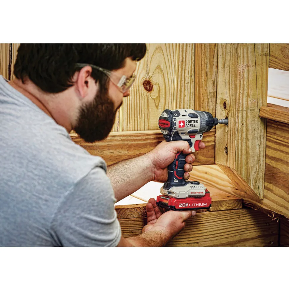 Porter-Cable 20V MAX 1.5 Ah Cordless Lithium-Ion Brushless 1/4 in. Impact Driver Kit