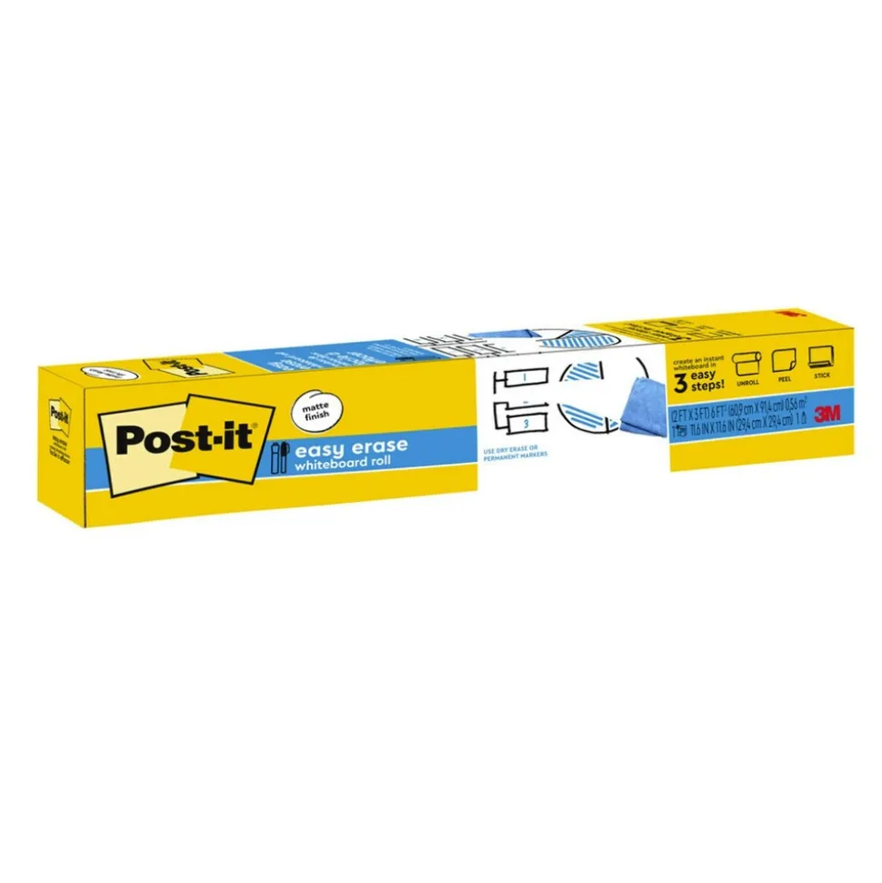 Post-it 36 in. x 24 in. Easy Erase Permanent Marker Whiteboard Surface - White