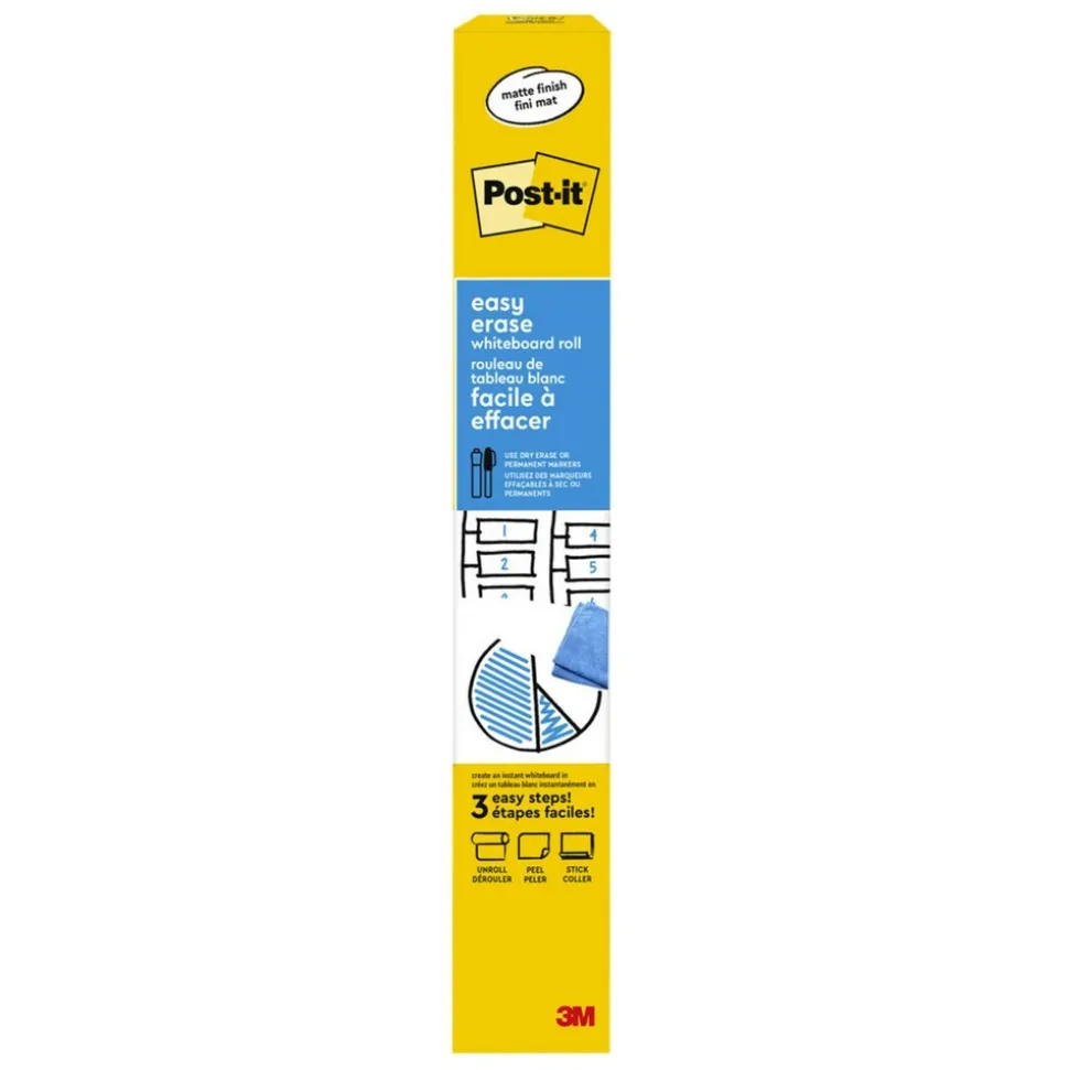 Post-it 36 in. x 24 in. Easy Erase Permanent Marker Whiteboard Surface - White