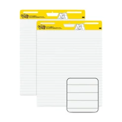 Post-it Easel Pads Super Sticky 30 Sheets Presentation Format 1.5-in Rule 25-in x 30-in Vertical-Orientation Self-Stick Easel Pads - White (2/Carton)