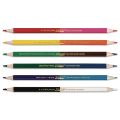 Prang 3 mm 2B (#2) Duo-Color Colored Pencil Sets - Assorted Lead, Assorted Barrel (6/Pack)