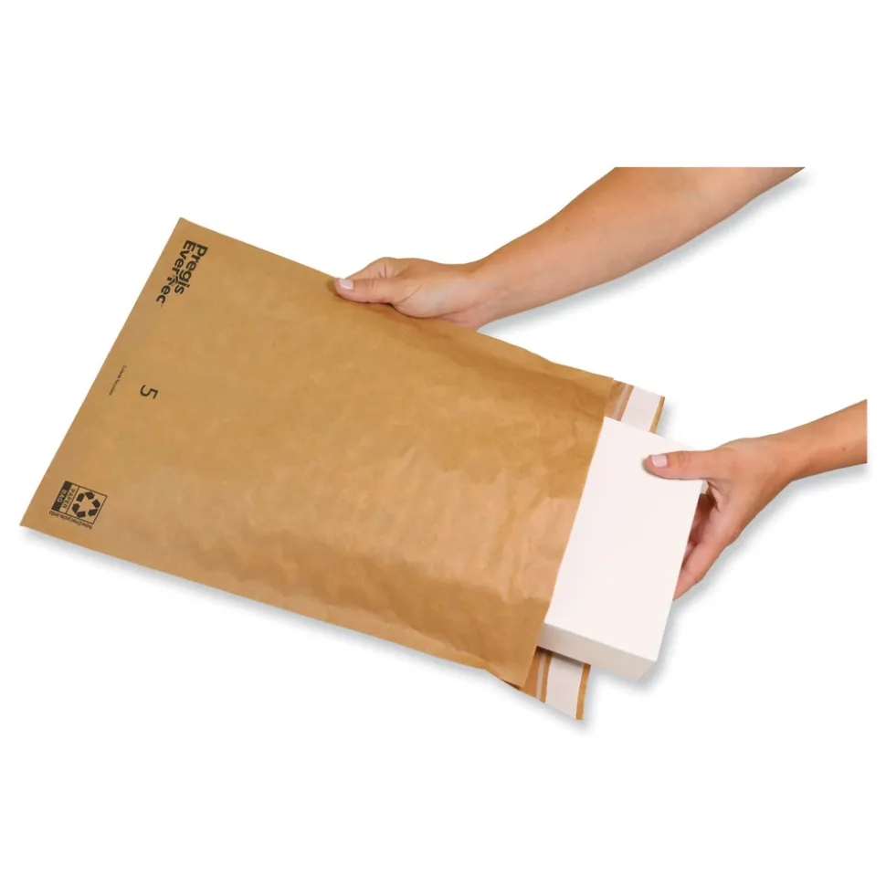 Pregis EverTec 12 in. x 15 in. No. 5 Self-Adhesive Closure Kraft Paper Curbside Recyclable Padded Mailer - Brown (100/Carton)