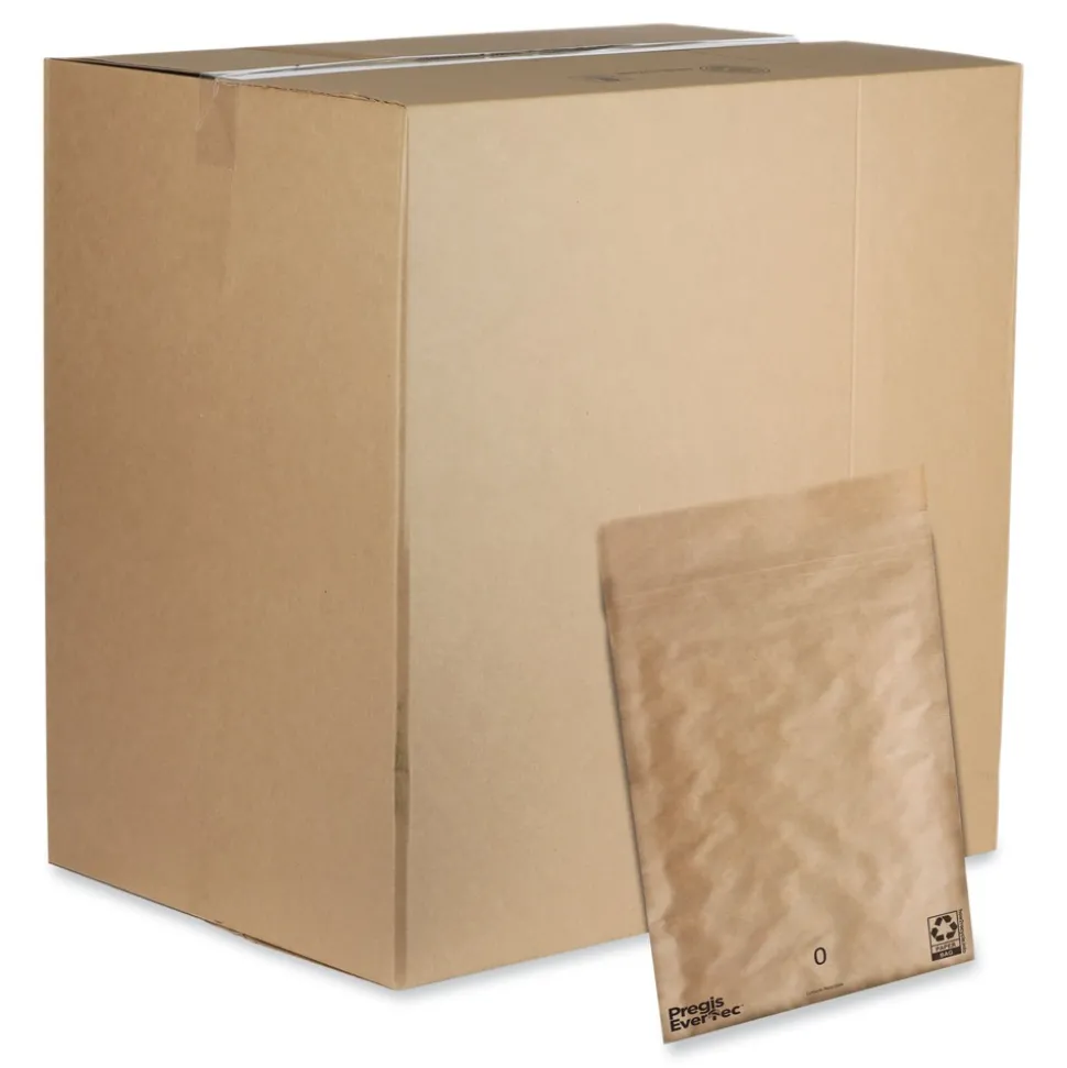 Pregis EverTec 7 in. x 9 in. No. 0 Self-Adhesive Closure Kraft Paper Curbside Recyclable Padded Mailer - Brown (300/Carton)