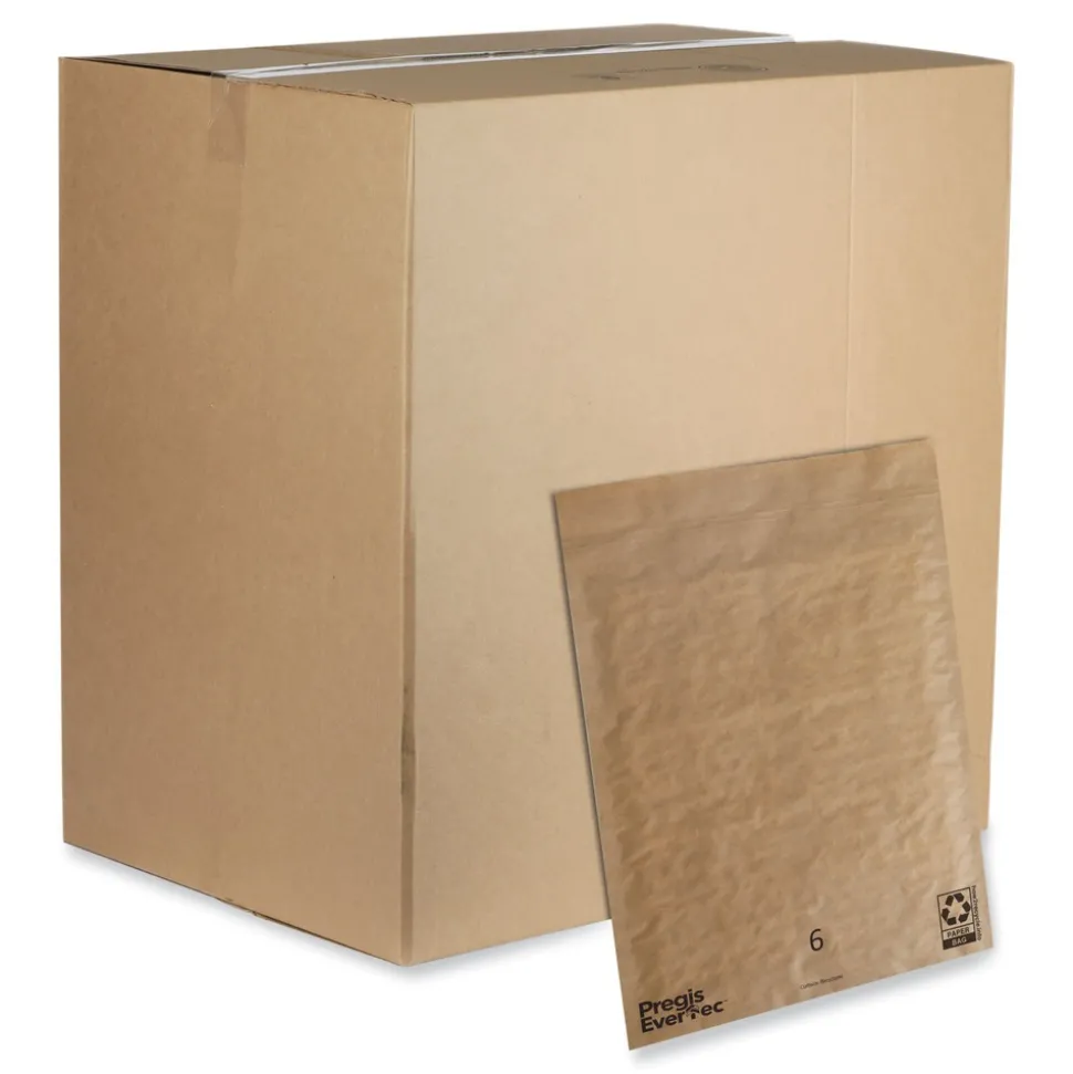 Pregis EverTec 14 in. x 18 in. No. 6 Self-Adhesive Closure Kraft Paper Curbside Recyclable Padded Mailer - Brown (50/Carton)