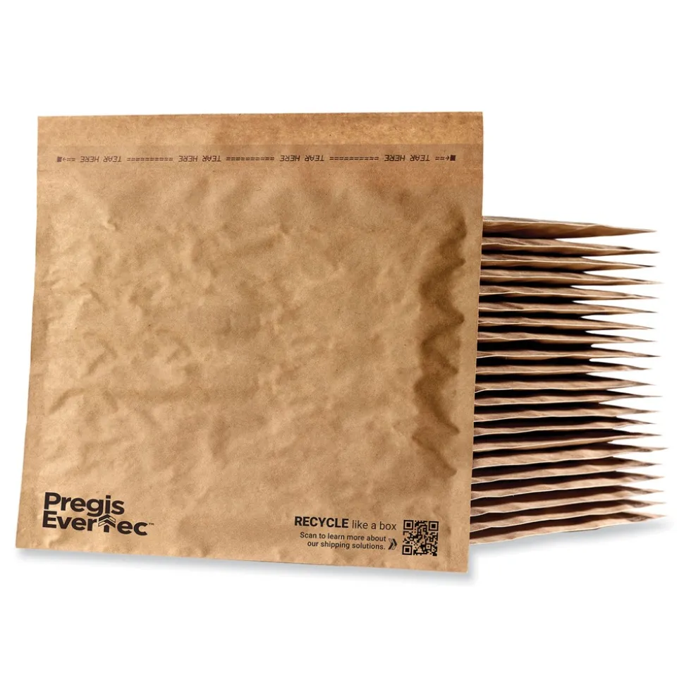 Pregis EverTec 14 in. x 18 in. No. 6 Self-Adhesive Closure Kraft Paper Curbside Recyclable Padded Mailer - Brown (50/Carton)