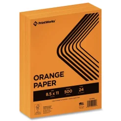 PrintWorks Professional 8.5 in. x 11 in. 24 lbs. Text Weight Color Paper - Orange (1-Ream)