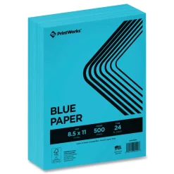 PrintWorks Professional 8.5 in. x 11 in. 24 lbs. Text Weight Color Paper - Blue (1-Ream)