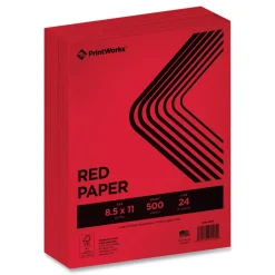 PrintWorks Professional 8.5 in. x 11 in. 24 lbs. Text Weight Color Paper - Red (1-Ream)