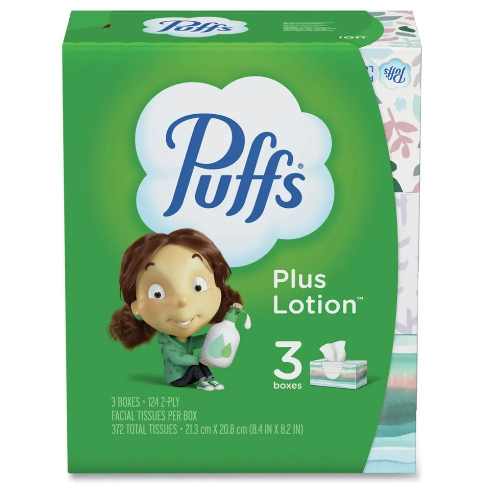 Puffs 2-Ply Plus Lotion Facial Tissue - White (8 Packs/Carton)
