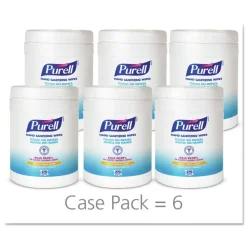 PURELL 9113-06 6.75 in. x 6 in. Fresh Citrus Sanitizing Hand Wipes - White, (6/Carton)
