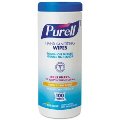 PURELL 9111-12 5.78 in. x 7 in. Premoistened Hand Sanitizing Wipes - Fresh Citrus, White (12/Carton)