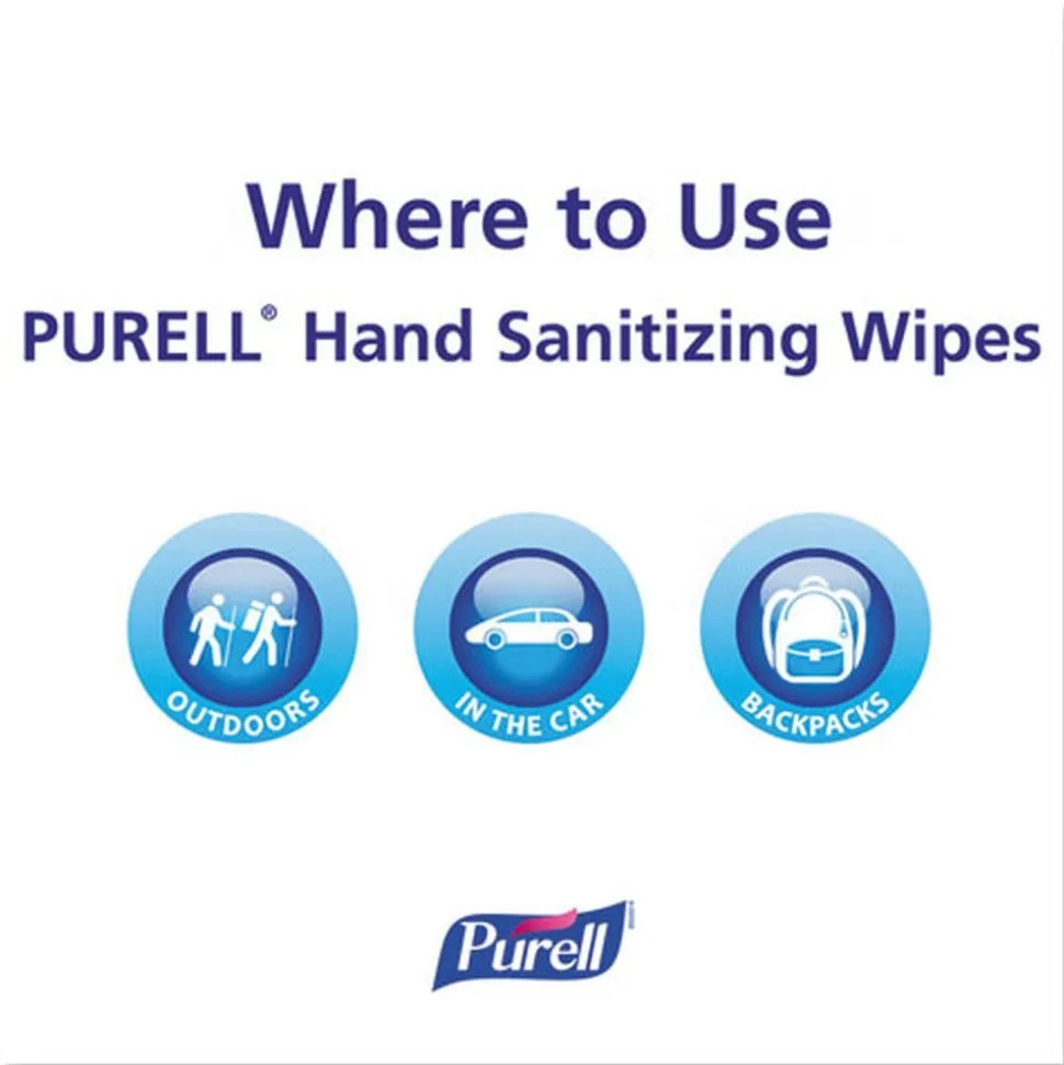 PURELL 9111-12 5.78 in. x 7 in. Premoistened Hand Sanitizing Wipes - Fresh Citrus, White (12/Carton)