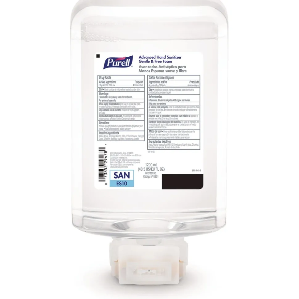 PURELL 8351-02 1,200 mL Refill Advanced Hand Sanitizer Foam For ES10 Automatic Dispensers - Fragrance Free (2/Carton)