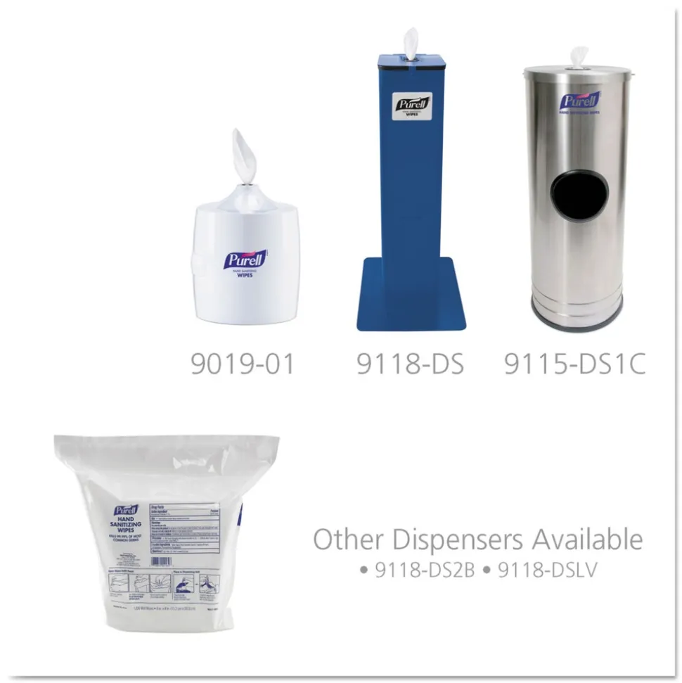 PURELL 9118-02 1200-Piece/Refill Pouch 2 Refills/Carton 6 in x 8 in Hand Sanitizing Wipes - White, Fresh Citrus