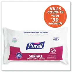 PURELL 1-Ply 7.4 in. x 9 in. Fragrance-Free Foodservice Surface Sanitizing Wipes - White (12 Pouches/Carton)