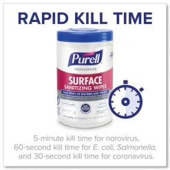 PURELL 1-Ply 10 in. x 7 in. Fragrance-Free Foodservice Surface Sanitizing Wipes - White (6/Carton)