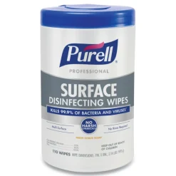 PURELL 1-Ply 7 in. x 8 in. Fresh Citrus Professional Surface Disinfecting Wipes - White (6 Canisters/Carton)