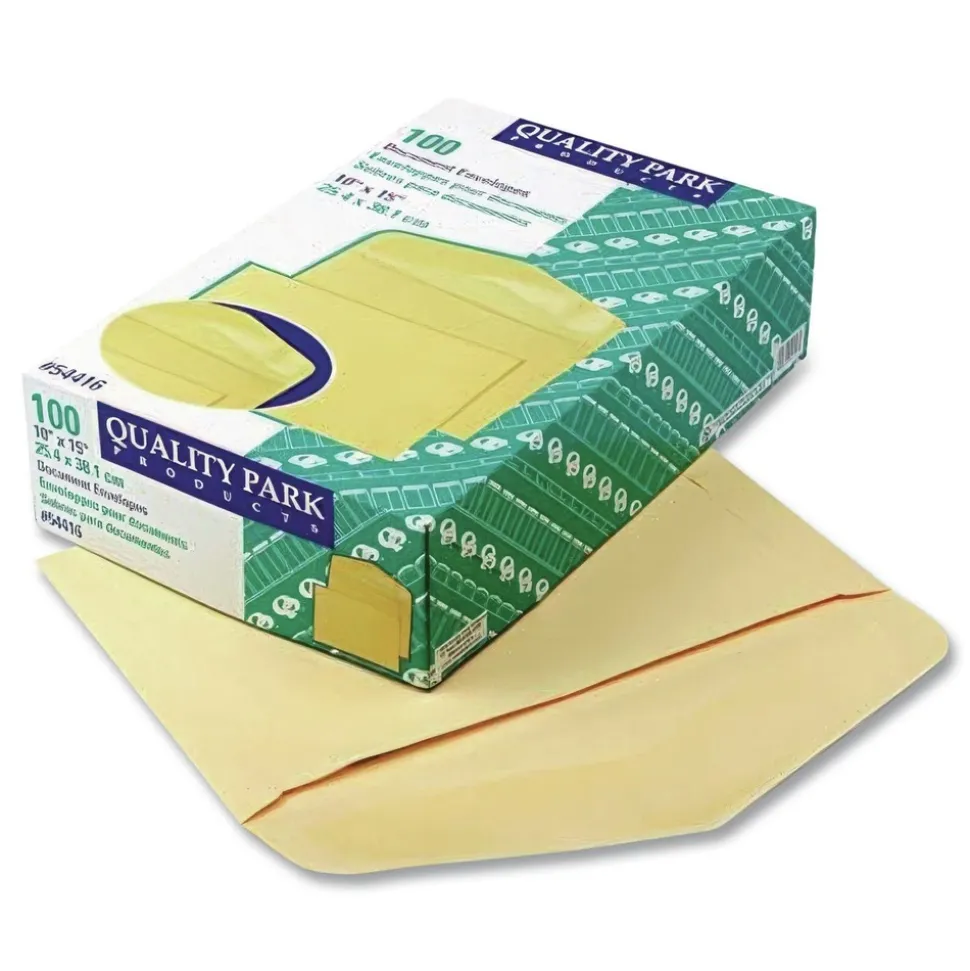 Quality Park #15 Hub Flap Gummed Closure 10 in. x 15 in. Open-Side Booklet Envelope - Manila (100/Box)