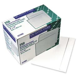 Quality Park 9 in. x 12 in. #10 1/2 Cheese Blade Flap Gummed Closure Open-Side Booklet Envelope - White (250/Box)