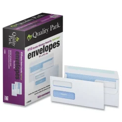 Quality Park 4.13 in. x 9.5 in. #10 Commercial Flap Redi-Seal Adhesive Closure Double Window Redi-Seal Security-Tinted Envelope - White (500/Box)