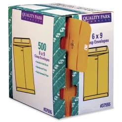 Quality Park 6 in. x 9 in. #55 Square Flap Clasp/Gummed Closure Clasp Envelope - Brown Kraft (500/Carton)