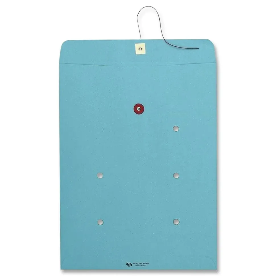 Quality Park 10 x 13 Colored Paper String and Button Interoffice Envelope - Blue (100/Box)