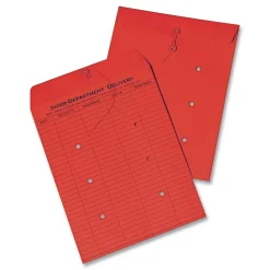 Quality Park 10 x 13 Colored Paper String and Button Interoffice Envelope - Red (100/Box)