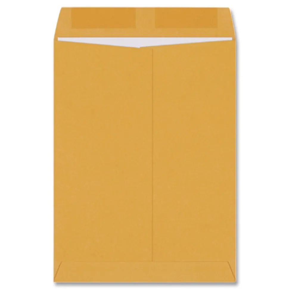 Quality Park 12 x 15.5 Gummed Closure Square Flap Catalog Envelope - Brown Kraft (250/Box)
